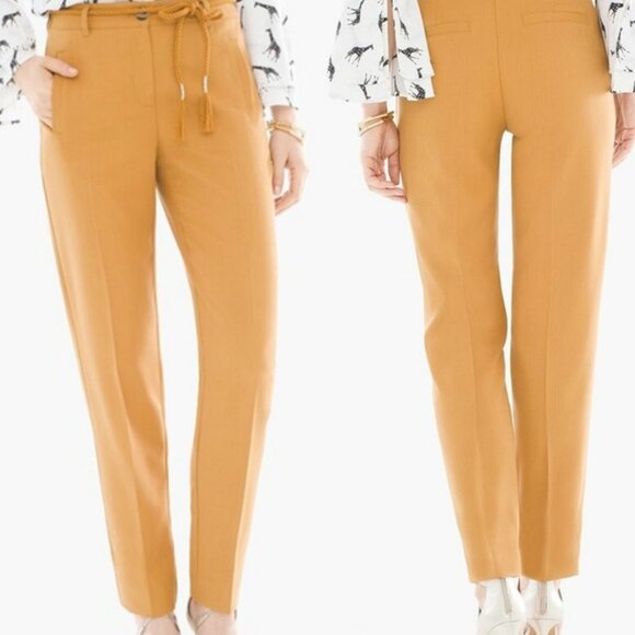Chicos Slim Tapered Ankle Pants Mustard Yellow Cropped Trousers Womens Size XS - Picture 9 of 10